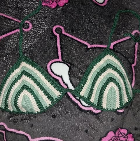 multicolored striped bikini top