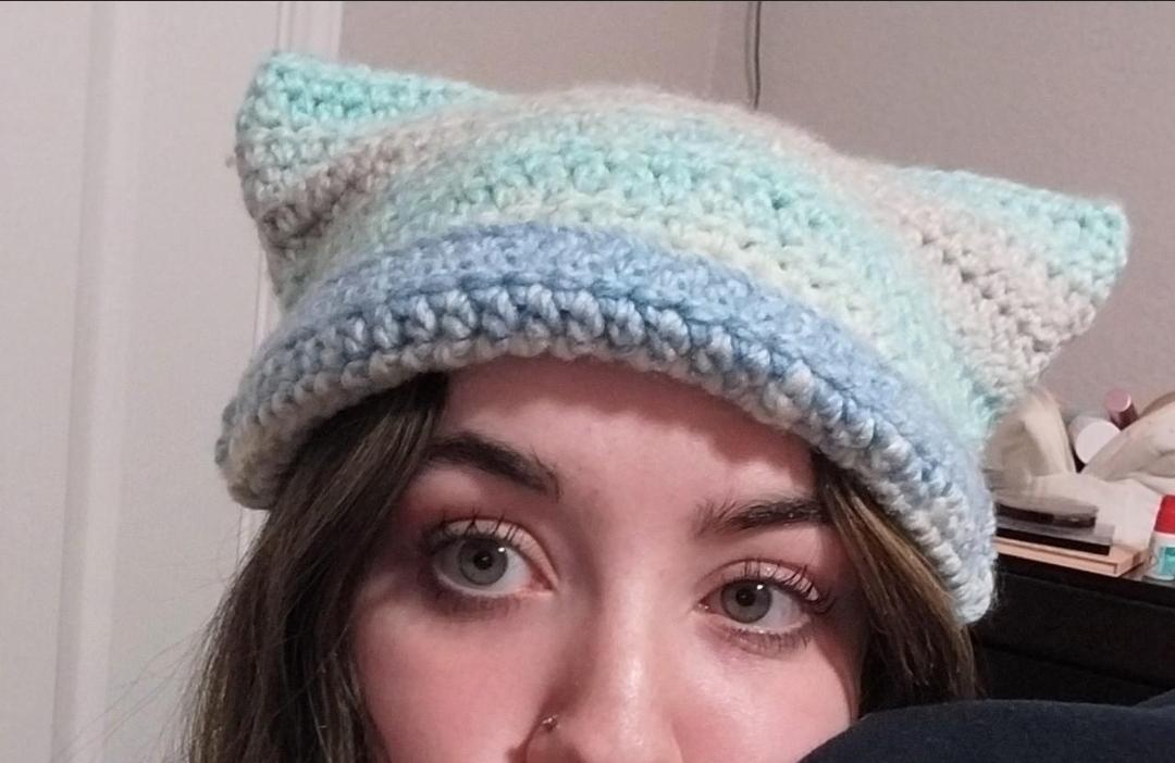 multicolored cat beanie
