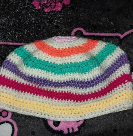 multicolor striped beanie