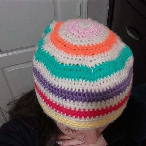multicolor striped beanie