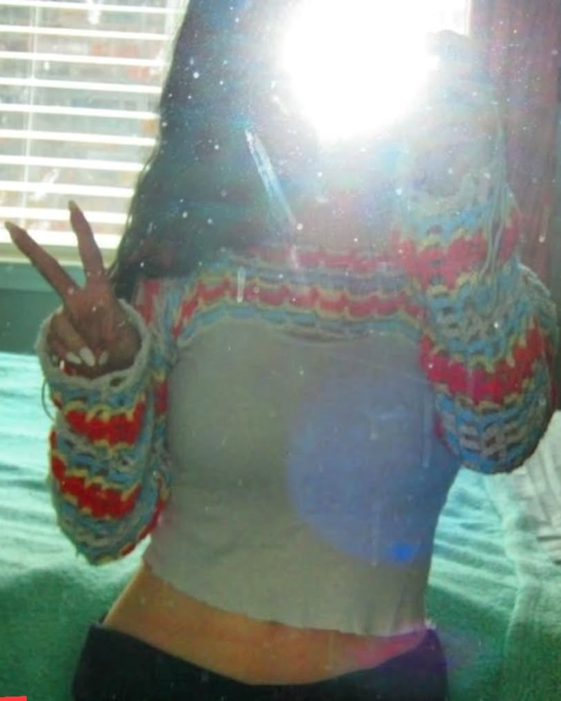 multicolored mesh shrug